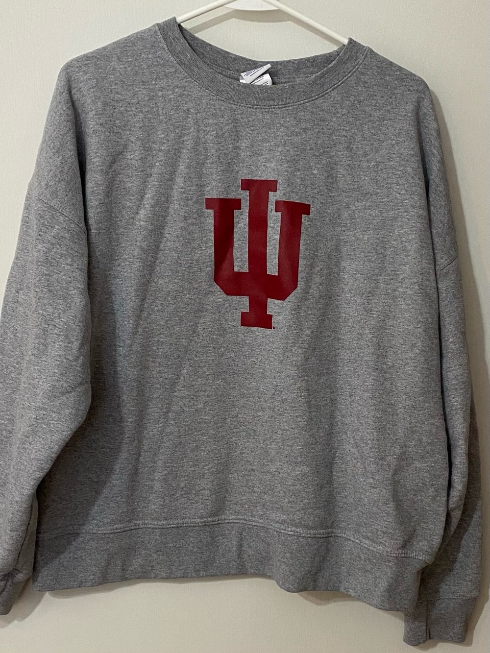 Champion Gray Crewneck Sweatshirt with Red Logo